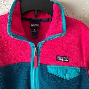 Patagonia Bright Pink and Teal Synchilla Jacket Kid Medium